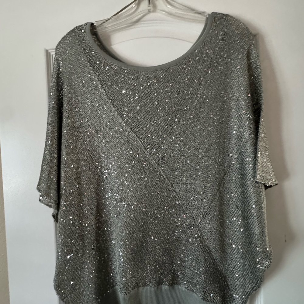 Elegant Silver Sequin Women's Top